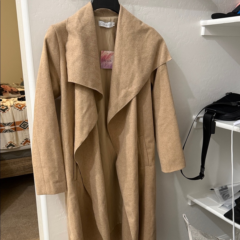 New Chicwish Cider Camel Waterfall Trench Coat